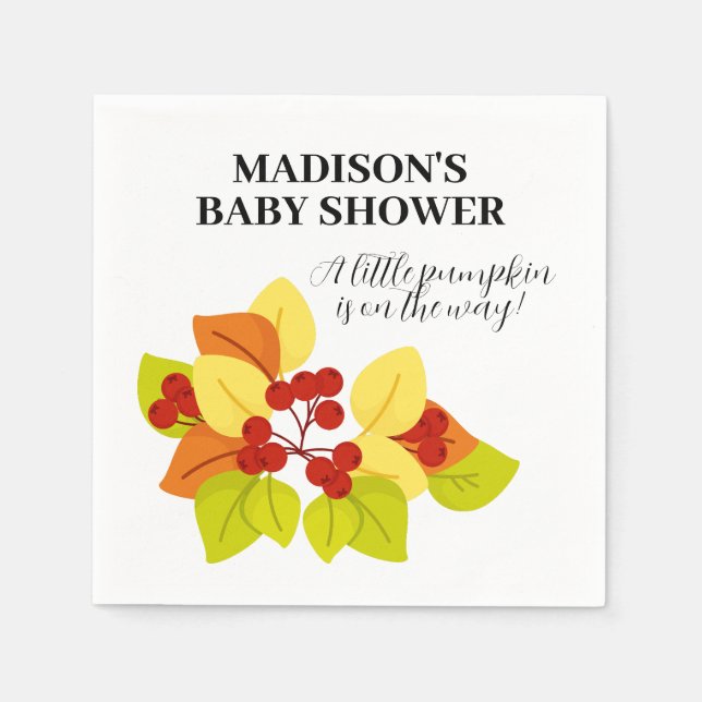 Ein kleiner Kürbis ist auf dem Weg Herbst Herbst Serviette (Vorderseite)