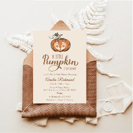 Ein kleiner Kürbis ist auf dem Weg zum Baby Duschb Einladung