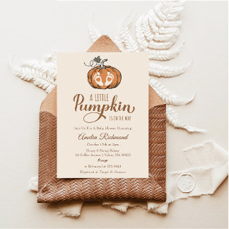 Ein kleiner Kürbis ist auf dem Weg zum Baby Duschb Einladung