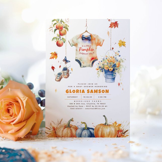 Ein kleiner Kürbis ist auf dem Weg zum Herbst Baby Einladung (Fall Baby Shower Invitations )