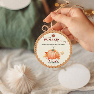 ein kleiner Kürbis ist auf dem Weg zum Herbst Baby Geschenkanhänger