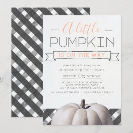 Ein kleiner Kürbis ist auf dem Weg zum Karierten F Einladung