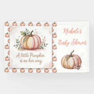 Ein kleiner Kürbis ist auf dem Weg zur Babydusche Banner
