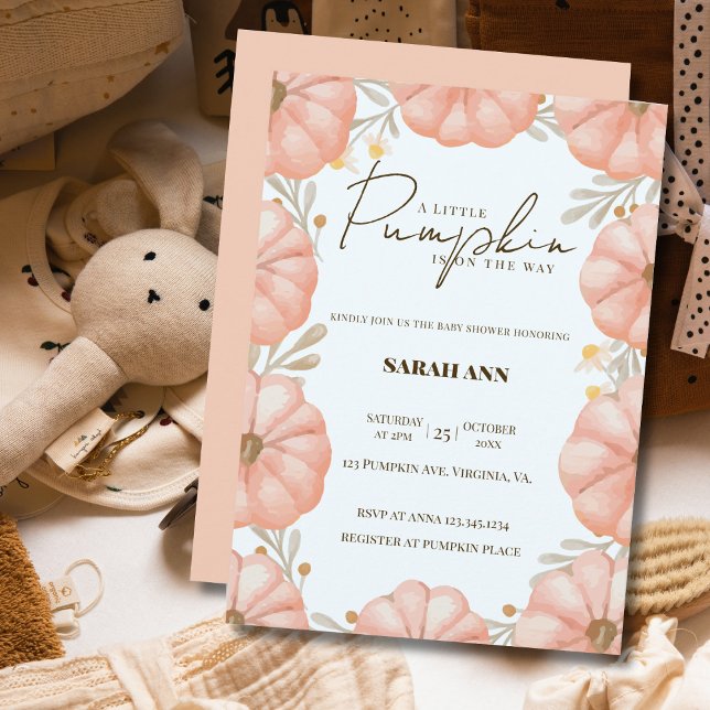 Ein kleiner Kürbis ist auf dem Weg zur Babydusche Einladung (A Little Pumpkin Is On The Way Baby Shower Invitation)