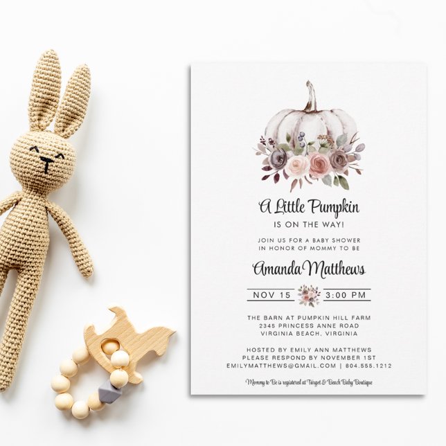 Ein kleiner Kürbis ist auf dem Weg zur Babydusche Einladung (Von Creator hochgeladen)