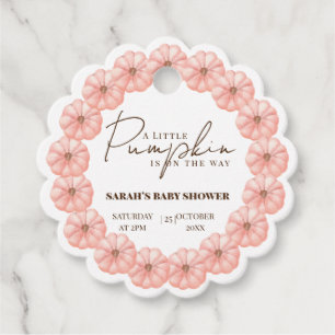 Ein kleiner Kürbis ist auf dem Weg zur Babydusche Geschenkanhänger