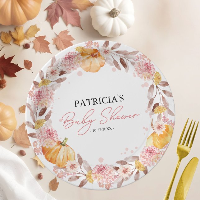 Ein kleiner Kürbis ist auf dem Weg zur Babydusche Pappteller (Von Creator hochgeladen)