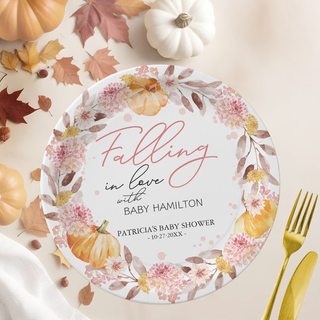 Ein kleiner Kürbis ist auf dem Weg zur Babydusche Pappteller (Von Creator hochgeladen)