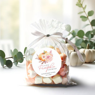 Ein kleiner Kürbis ist auf dem Weg zur Babydusche Runder Aufkleber