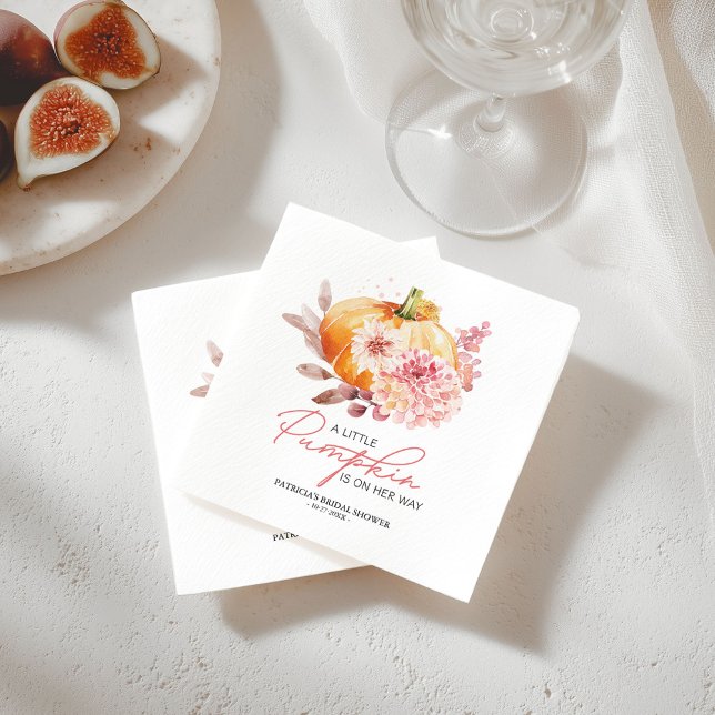 Ein kleiner Kürbis ist auf dem Weg zur Babydusche Serviette (Von Creator hochgeladen)