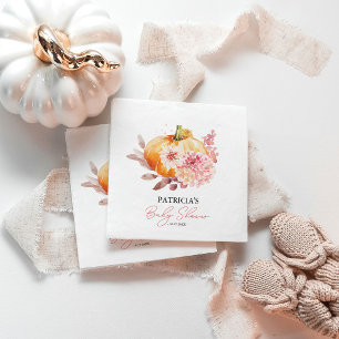 Ein kleiner Kürbis ist auf dem Weg zur Babydusche Serviette