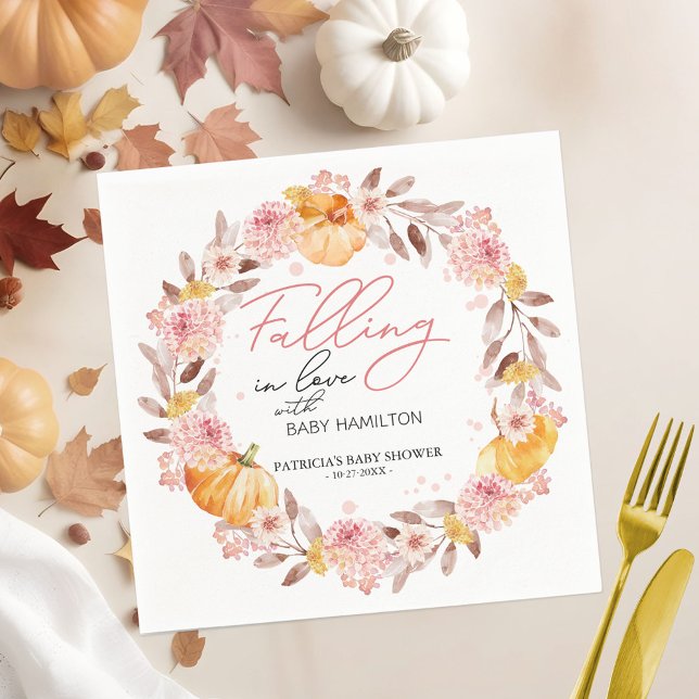 Ein kleiner Kürbis ist auf dem Weg zur Babydusche Serviette (Von Creator hochgeladen)