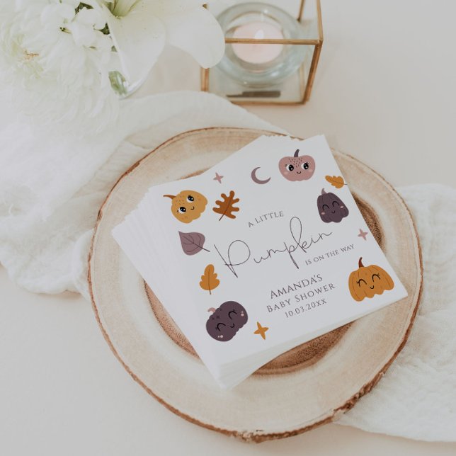 Ein kleiner Kürbis ist auf dem Weg zur Babydusche Serviette (Von Creator hochgeladen)