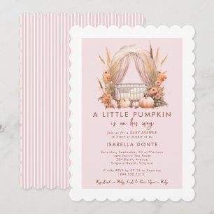 Ein kleiner Kürbis ist auf dem Weg zur Girl Baby D Einladung