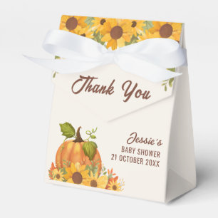 Ein kleiner Kürbis ist auf dem Weg zur Herbstdusch Geschenkschachtel