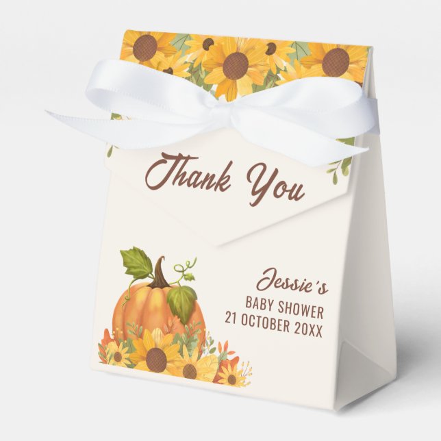 Ein kleiner Kürbis ist auf dem Weg zur Herbstdusch Geschenkschachtel (Vorderseite)