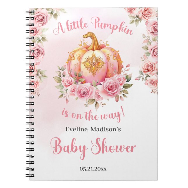 Ein kleiner Kürbis ist auf dem Weg zwischen Rosa u Notizblock (Vorderseite)