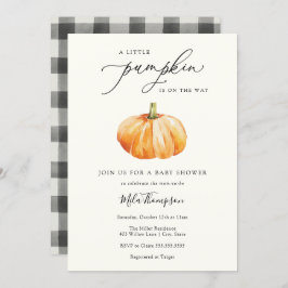 Ein kleiner Kürbis ist auf der Way Baby Dusche Einladung