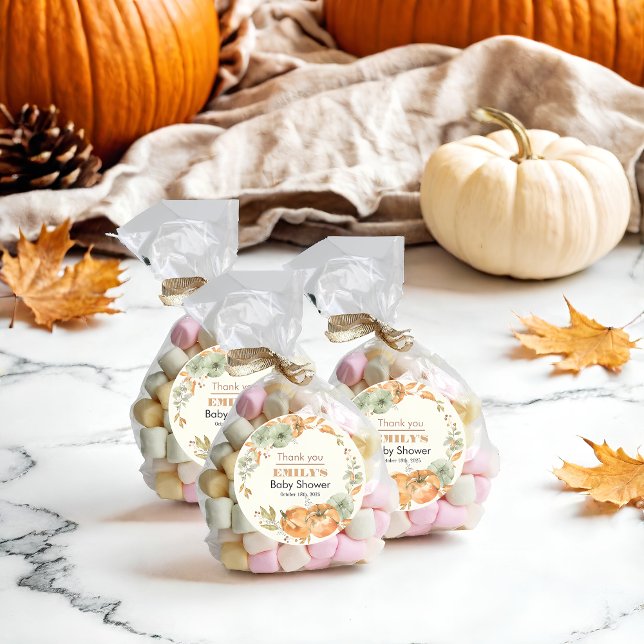 Ein kleiner Kürbis ist unterwegs - Baby Dusche Runder Aufkleber (Von Creator hochgeladen)