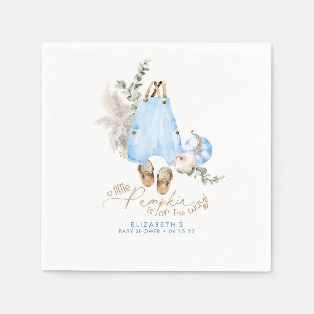 Ein kleiner Kürbis ist unterwegs - Babydusche. Serviette (Vorderseite)