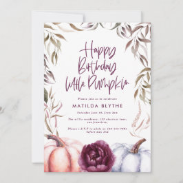 Ein kleiner Kürbis lila Blumenfall Geburtstag