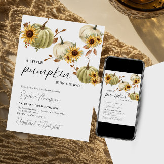 Ein kleiner Kürbis | Sonnenblume | Herbstbaby Einladung