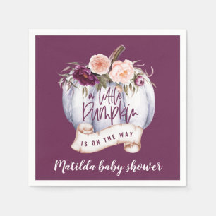 Ein kleiner Kürbis Wasserfarbenfall Baby Dusche Pa Serviette
