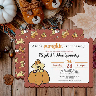 Ein kleiner Kürbis-Welpe Süße Baby-Party zum Herbs Einladung