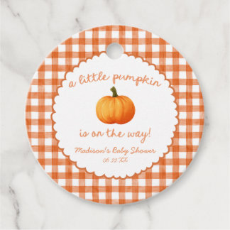 Ein kleiner Kürbis Whimsical Orange Herbst-Baby-Pa Geschenkanhänger
