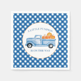 Ein kleiner Kürbisblauer LKW fällt Babydusche Serviette