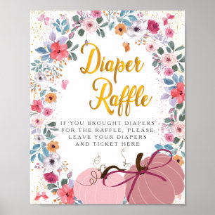 Ein kleiner Kürbisblumen-Kranz Herbstwindel-Raffle Poster