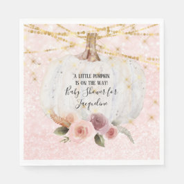 Ein kleiner Kürbisgold Glitzer Aquarellfarben-Blum Serviette