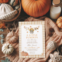 Ein kleiner Kürbisjunge Baby Shower Gingham