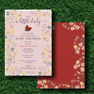 Ein Kleiner Lady Ladybug Wildblumen Mädchen Baby S Einladung