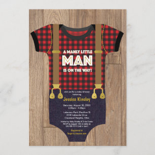 Ein kleiner Mann Lumberjack Babydusche Einladung