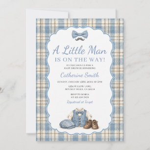 Ein kleiner Mann - Vintage-Karobogen-Baby-Party Einladung