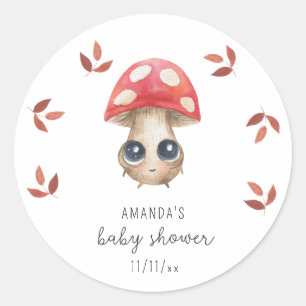 Ein kleiner Pilz ist auf dem Weg - Babyparty Runder Aufkleber