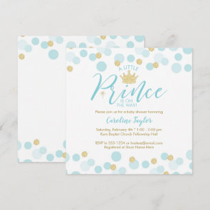 Ein kleiner Prince Baby Dusche Blue Gold Glitzer Einladung