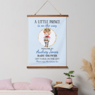 Ein kleiner Prinz ist auf dem Weg Baby Shower Wandteppich Mit Holzrahmen