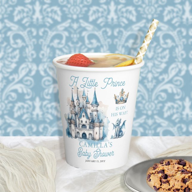 Ein kleiner Prinz ist auf dem Weg zur Baby-Dusche Pappbecher ("A Little Prince Is On His Way!" royal-themed boy Baby Shower paper cups)