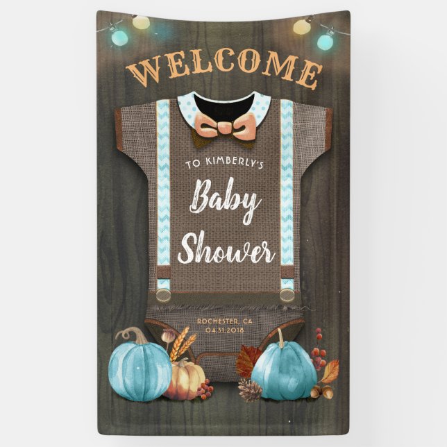 Ein kleiner Pumpkin | Babydusche | Baby Boy Banner (Vertikal)
