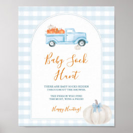 Ein kleiner Pumpkin Blue Truck Gingham Baby Sock H Poster