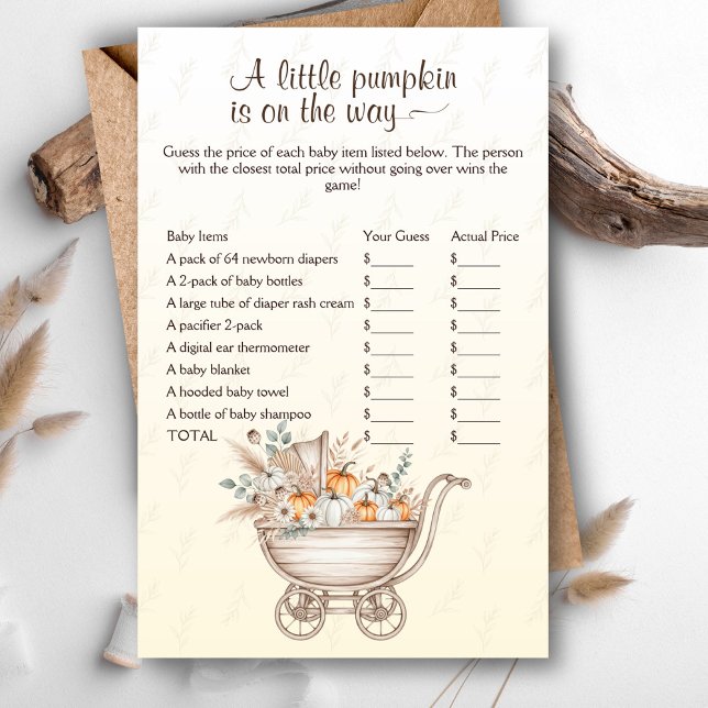 Ein kleiner Pumpkin Boho Babyduschpreis ist richti (A Little Pumpkin Is On The Way Baby Shower Game - The Price is Right Baby Edition)