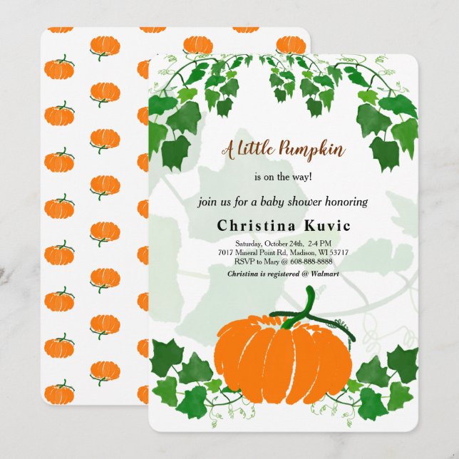 Ein kleiner Pumpkin Einladung (Vorne/Hinten)