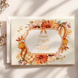 Ein kleiner Pumpkin Fall Floral Baby Diaper Raffle Begleitkarte