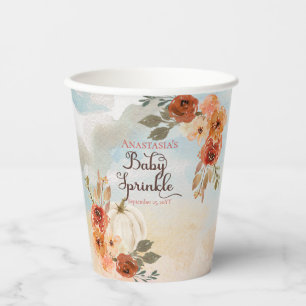 Ein kleiner Pumpkin   Fall Floral Girl Baby Sprink Pappbecher