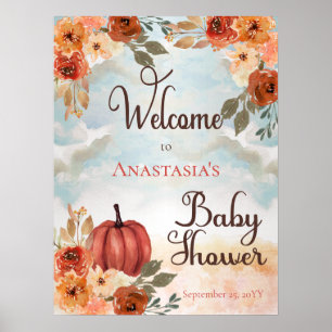 Ein kleiner Pumpkin   Floral Girl Baby Dusche Will Poster