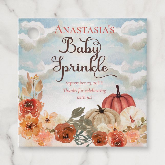 Ein kleiner Pumpkin | Floral Girl Baby Spinkle Geschenkanhänger (Vorderseite)