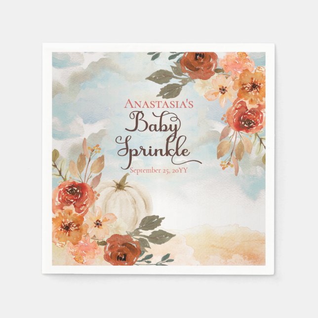 Ein kleiner Pumpkin | Floral Girl Baby Sprinkle Serviette (Vorderseite)