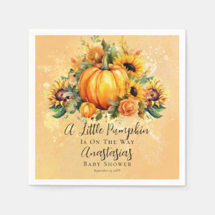 Ein kleiner Pumpkin Sonnenblumen Herbstdusche Serviette